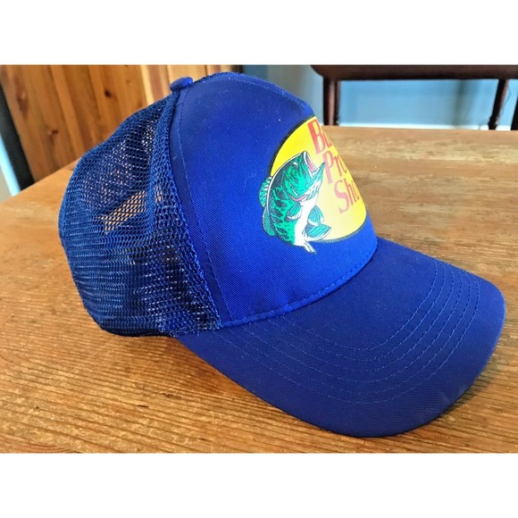 Bass Pro Shops Adjustable Snapback Mesh Trucker Baseball Hat Cap Navy Blue - Picture 4 of 7